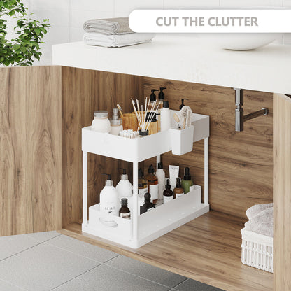 Under Sink Organizer with 2 Tier Sliding Drawers - Bathroom Cabinet Organizer