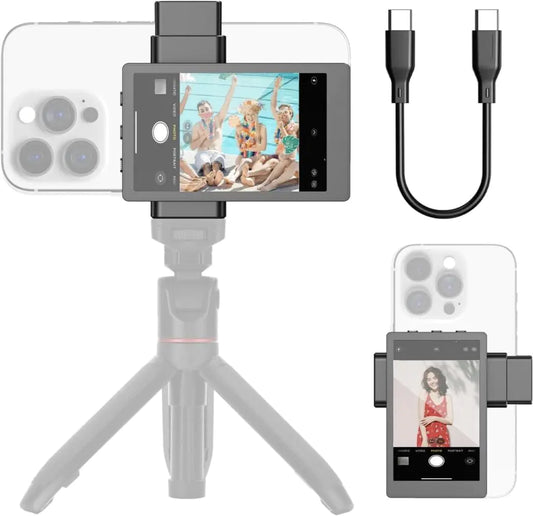 OmniMaster Phone Vlog Selfie Monitor Screen Magnetic Phone Holder Clip Mount Using Rear Camera for Selfie Vlog Live Stream TikTok Instagram YouTube iPhone & Android Phone Compatible (PH01 Max)
